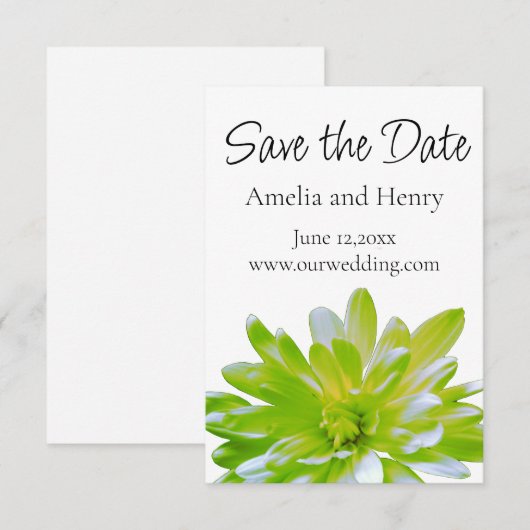 Elegante hellgrüne Blume mit Blumen Save The Date (Vorne/Hinten)