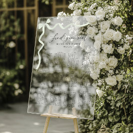 Elegante hellgrüne Bogen-Hochzeitssitzordnung aus Acrylschild