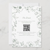 Elegante hellgrüne Floral-Garten-QR-Code-Hochzeit Einladung (Rückseite)