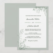 Elegante Hellgrüne Hochzeit Einladung (Vorne/Hinten)
