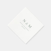 Elegante hellgrüne Monogramm-Initialen-Hochzeit Serviette (Ecke)