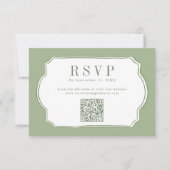 Elegante Hellgrüne QR-Code-Hochzeitswebsite-RSVP Karte (Vorderseite)