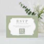 Elegante Hellgrüne QR-Code-Hochzeitswebsite-RSVP Karte (Stehend Vorderseite)