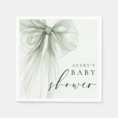 Elegante hellgrüne Schleife Baby Shower Serviette (Vorderseite)