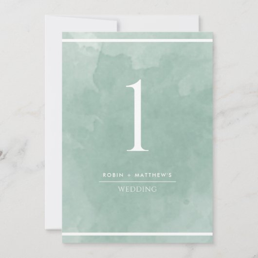 Elegante, hellgrüne Tischnummer (Rückseite)