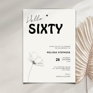 Elegante Hello Sixty Fett-Typografie 60. Geburtsta Einladung