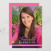 Elegante, hellrosa, benutzerdefinierte Foto-Gradui Einladung (Vorne/Hinten)