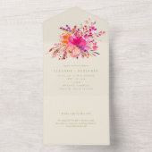 Elegante, hellrosa Blume All In One Einladung (Innen Boden)