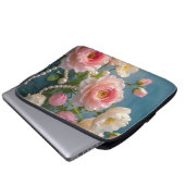 Elegante hellrosa Blume mit Perlen Laptopschutzhülle (Vorne Knopf)
