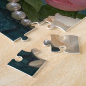 Elegante hellrosa Blume mit Perlen Puzzle (Seite)