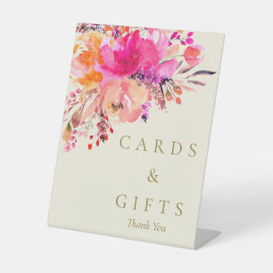 Elegante, hellrosa Blumenkarten und Geschenke Sockelschild