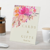 Elegante, hellrosa Blumenkarten und Geschenke Sockelschild (In SItu)