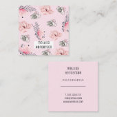 Elegante, hellrosa Blütenpinkamera Quadratische Visitenkarte (Vorne/Hinten)