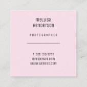 Elegante, hellrosa Blütenpinkamera Quadratische Visitenkarte (Rückseite)