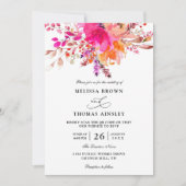 Elegante hellrosa florale Budget-QR-Code-Hochzeit Einladung (Vorderseite)