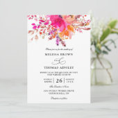 Elegante hellrosa florale Budget-QR-Code-Hochzeit Einladung (Stehend Vorderseite)