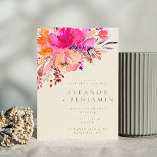 Elegante, hellrosa, florale Hochzeit Einladung