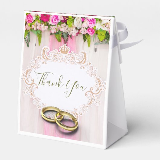 Elegante, hellrosa, florale Hochzeit Geschenkschachtel (Rückseite)