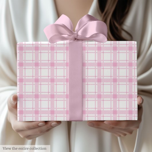 Elegante hellrosa Gingham-50-Geburtstagsverpackung Geschenkpapier