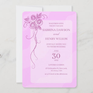 Elegante, hellrosa Hochzeit  Einladung