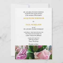 Elegante hellrosa Rose Liebe Gold Einladung