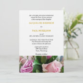 Elegante hellrosa Rose Liebe Gold Einladung (Stehend Vorderseite)