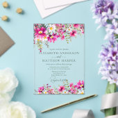 Elegante, hellrosa Wildblumen Blumenhochzeit Acryleinladungen (In Situ (Hochzeit))