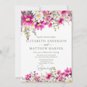 Elegante, hellrosa Wildblumen Blumenhochzeit Einladung (Vorderseite)