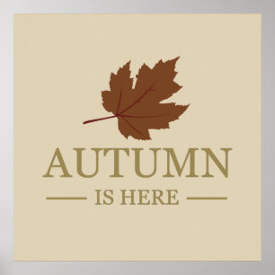 Elegante Herbst-Aquarellblätter fallen Oktober Poster