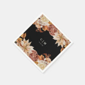 Elegante Herbst-Aquarellfarben-Monogramm-Hochzeit Serviette (Ecke)