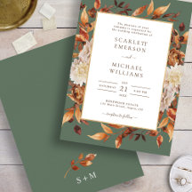 Elegante Herbst-Blatt Hochzeitseinladung