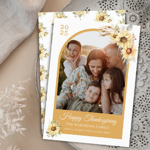 Elegante Herbst Blume Arch Happy Thanksgiving Feiertagskarte