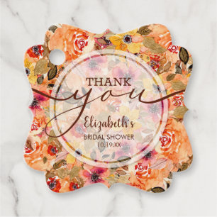 Elegante Herbst Blume Kinderdusche Danke Geschenkanhänger