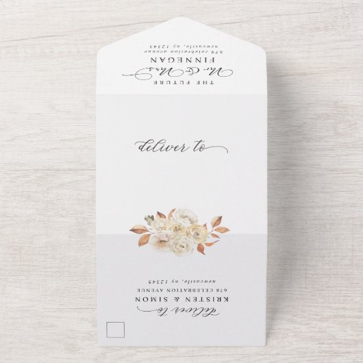 Elegante Herbst-Blume schreiben Moderne Hochzeit All In One Einladung (Außenbereich)