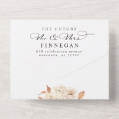 Elegante Herbst-Blume schreiben Moderne Hochzeit All In One Einladung (Rückseite)