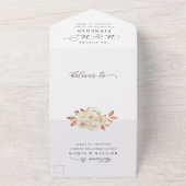 Elegante Herbst-Blume Skript-Foto Hochzeit All In One Einladung (Außenbereich)