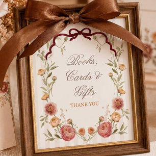 Elegante Herbst-Blumen-Baby-Shower-Party Poster