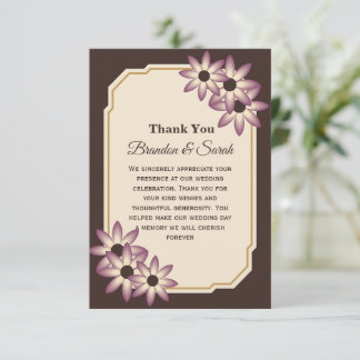 Elegante Herbst-Blumen-Hochzeitseinladungsvorlage Dankeskarte