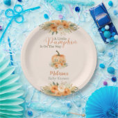 Elegante Herbst-Blumen-Orange-Kürbis-Baby-Party Pappteller (Party)