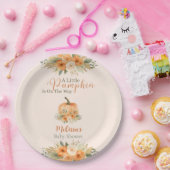 Elegante Herbst-Blumen-Orange-Kürbis-Baby-Party Pappteller (Party)