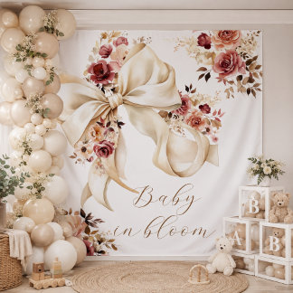 Elegante Herbst-Blumenband-Babyparty-Kulisse Wandteppich