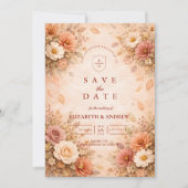 Elegante Herbst-Blumenhochzeit Save The Date (Vorderseite)