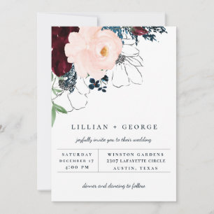 Elegante Herbst-Blumenstrauß-Hochzeitseinladung Ankündigung
