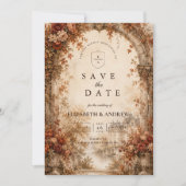 Elegante Herbst-Bogen-Hochzeit Save The Date (Vorderseite)