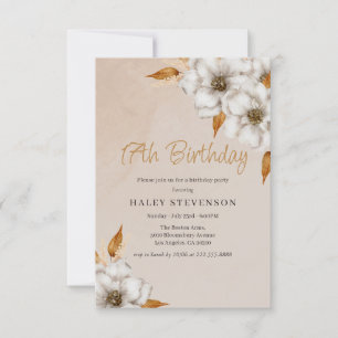 Elegante Herbst-Boho-Chic-Floral-17.-Geburtstagsfe Einladung