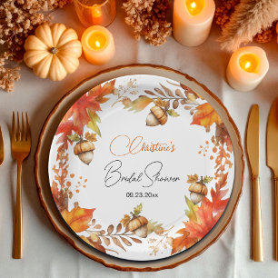Elegante Herbst-Boho-Floral-Brautparty Pappteller