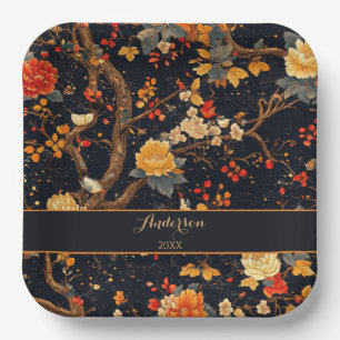 Elegante Herbst-Chinoiserie-Papierplatte Pappteller