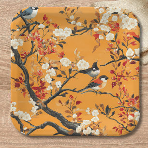 Elegante Herbst-Chinoiserie-Papierplatte Pappteller