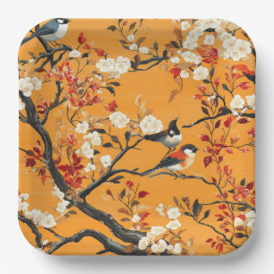 Elegante Herbst-Chinoiserie-Papierplatte Pappteller