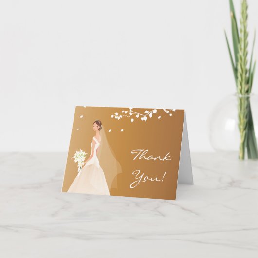 Elegante Herbst Dunkle Gold Bride Danke Note Card (Vorderseite)